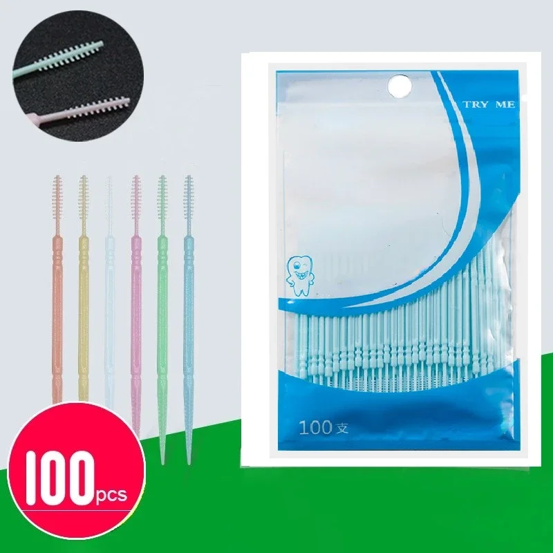 Dental Floss Picks - 100 Buah Sikat Gigi Dua Kepala