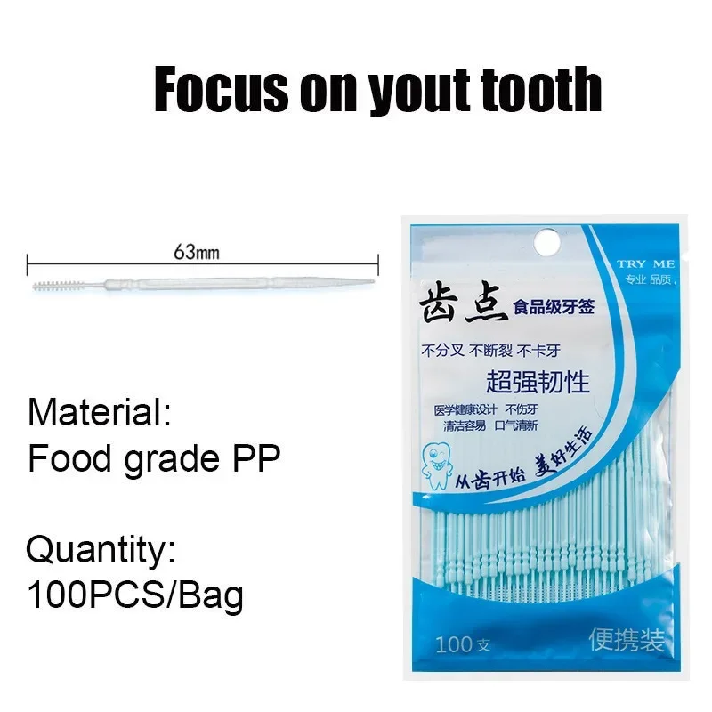 100 Buah Sikat Gigi Dua Kepala - Dental Floss Picks ulasan dan harga