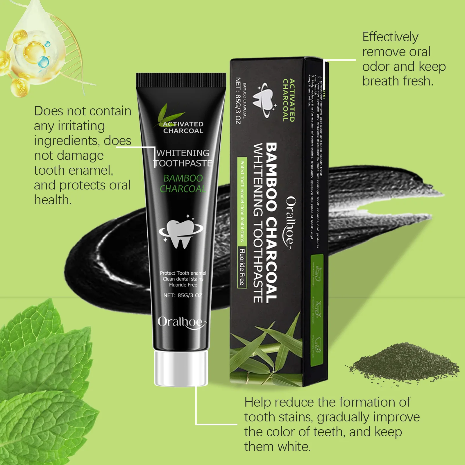 Pasta Gigi Pemutih, Menyerap B - Teeth Whitening Charcoal ulasan dan harga