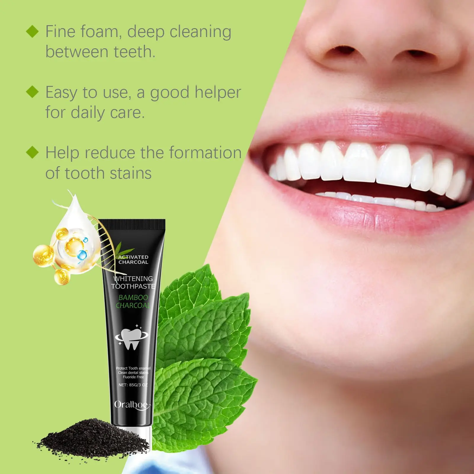 Pasta Gigi Pemutih, Menyerap B - Teeth Whitening Charcoal ulasan dan harga